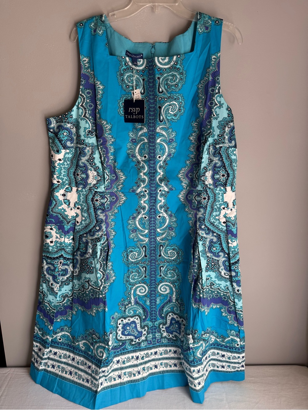 Talbots Turquoise Paisley A-Line Midi Dress